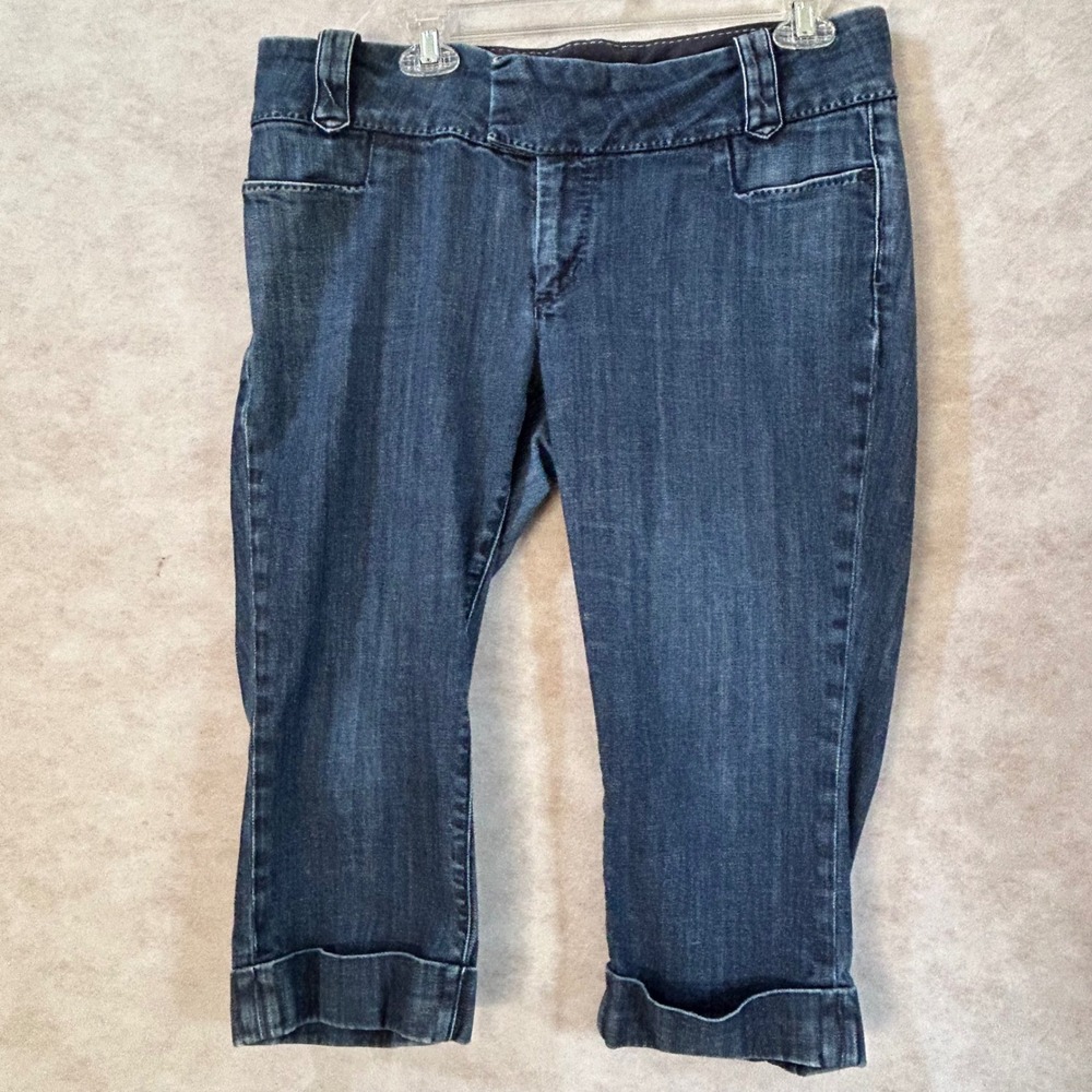 Banana Republic Urban Fit Dark Wash Cuffed Denim Capris Size 12 S/626631 SPR09